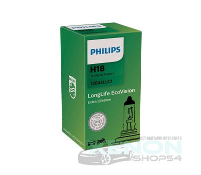 Галогеновая лампа Philips H18 LongLife EcoVision - 12643LLC1