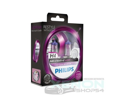 Галогеновые лампы Philips H4 ColorVision (фиолетовые) - 12342CVPPS2