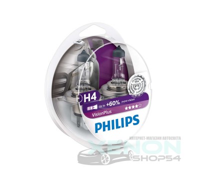 Галогеновые лампы Philips H4 Vision Plus +60% - 12342VPS2