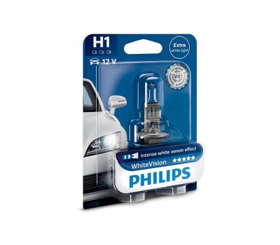 Галогеновые лампы Philips H1 WhiteVision +60% 4300K - 12258WHVB1